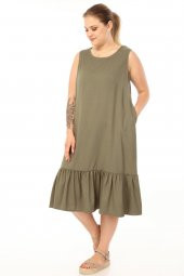 Schık Kadın Büyük Beden Kolsuz Elbise SCKWM21EL01 - 1