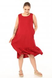 Schık Kadın Büyük Beden Kolsuz Elbise SCKWM21EL01 - 7