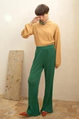 Yeşil-Piliseli Bol Paça Beli Lastikli Pantolon thumbnail 1