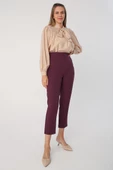 Mürdüm-Jakarlı Klasik Rahat Pantolon thumbnail 1
