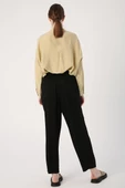 Siyah-Beli Lastikli Geniş Paça Pantolon - 4