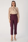 Mürdüm-Jakarlı Klasik Rahat Pantolon thumbnail 2