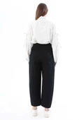 Siyah-%100 Pamuk Slouchy Pantolon thumbnail 4