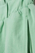 Soft Yeşil-Beli Fırfırlı Bol Paça Viskon Keten Pantolon thumbnail 5