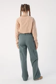 Pastel Yeşili-Pamuklu Kargo Cepli Bol Paça Pantolon - 4