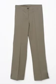 Haki-Pamuklu Ütü İzli Paçası Yırtmaçlı Likralı Bol Paça Pantolon thumbnail 6
