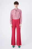 Fuşya-Piliseli Bol Paça Beli Lastikli Pantolon thumbnail 3