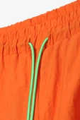 Turuncu-Paraşüt Kumaş Pile Detaylı Paçası Büzgülü Pantolon - 5