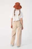 Açık Bej-Pamuklu Kargo Cepli Likralı Bol Paça Pantolon thumbnail 4