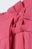 Koyu Pembe-Beli Lastikli Pileli Bol Paça Viscon Pantolon - 6