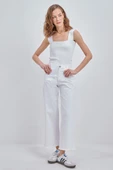 Beyaz-Pamuklu Paçası Püsküllü Pantolon thumbnail 1