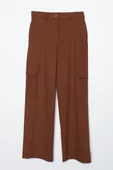 Toprak-Pamuklu Kargo Cepli Likralı Bol Paça Pantolon thumbnail 6