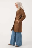Sütlü Kahve-Süet Kruvaze Blazer Ceket thumbnail 3