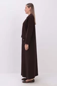 Acı Kahve-Cepli Hakim Yaka Büyük Beden Ferace thumbnail 2