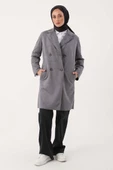 Gri-Süet Kruvaze Blazer Ceket - 2