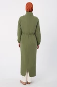Haki-Fermuarlı Beli Büzgülü Cepli Ferace thumbnail 4