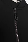 Siyah-Fermuarlı Likralı Kolej Yakalı Ceket - 7
