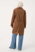 Sütlü Kahve-Süet Kruvaze Blazer Ceket thumbnail 4