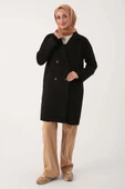 Siyah-Süet Kruvaze Blazer Ceket - 1