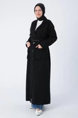 Siyah-Kemerli Ceket Yakalı Düğmeli Ferace thumbnail 3