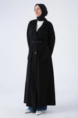 Siyah-Kemerli Ceket Yakalı Düğmeli Ferace thumbnail 1