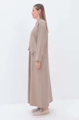 Bej-Cepli Hakim Yaka Büyük Beden Ferace thumbnail 2