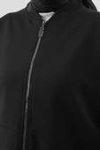 Siyah-Fermuarlı Likralı Kolej Yakalı Ceket - 5