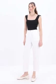 Beyaz-Pamuklu Rahat Kalıp Kumaş Pantolon thumbnail 4