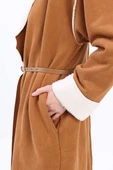 Camel-Oversize Gizli Cepli Likralı Süet Ceket - 4