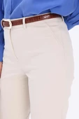 Açık Bej-Pamuklu Duble Paça Dar Kesim Pantolon thumbnail 4