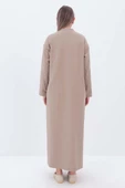 Bej-Cepli Hakim Yaka Büyük Beden Ferace thumbnail 3