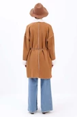 Camel-Oversize Gizli Cepli Likralı Süet Ceket - 3