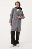 Gri-Süet Kruvaze Blazer Ceket - 1