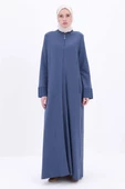 İndigo-Pamuklu Fisto Detaylı Ferace thumbnail 2
