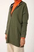 Haki-Fermuarlı Sweat Hırka - 3