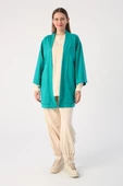 Zümrüt-Yarasa Kollu Likralı Oversize Kimono - 2