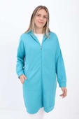 Turkuaz-Fermuarlı Sweat Hırka - 1