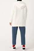 Ekru-Fermuarlı Sweat Hırka - 5