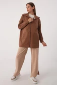 Kahve-Fermuarlı Sweat Hırka - 1