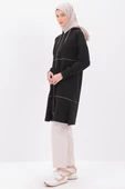 Siyah-Saten Ara Biyeli Sweat Hırka - 3