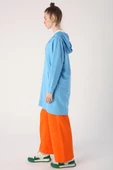 Mavi-Fermuarlı Sweat Hırka - 3