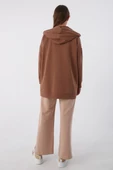 Kahve-Fermuarlı Sweat Hırka - 4