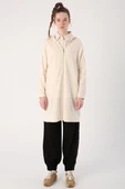 Ekru-Fermuarlı Sweat Hırka - 2