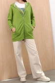 Fıstık Yeşili-Fermuarlı Sweat Hırka - 1