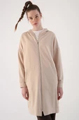 Bej01-Fermuarlı Sweat Hırka - 1