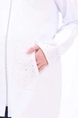 Beyaz-%100 Pamuklu Fisto Sweat Hırka - 6