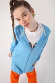 Mavi-Fermuarlı Sweat Hırka - 1