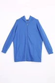 Çini Mavi-Fermuarlı Sweat Hırka - 7