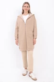 Açık Vizon-Fermuarlı Sweat Hırka - 2