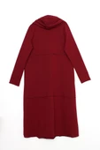 Bordo-Kapüşonlu Fermuarlı Hırka - 8